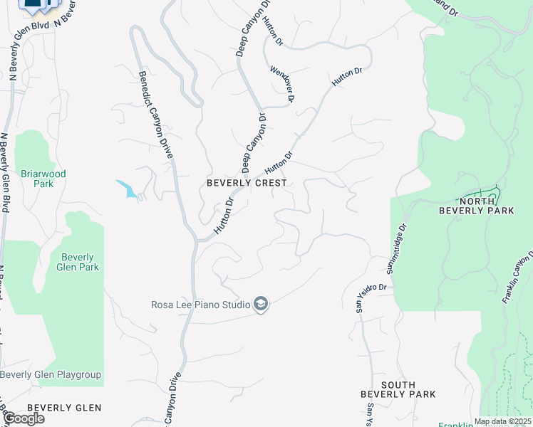 map of restaurants, bars, coffee shops, grocery stores, and more near 9716 Oak Pass Road in Beverly Hills