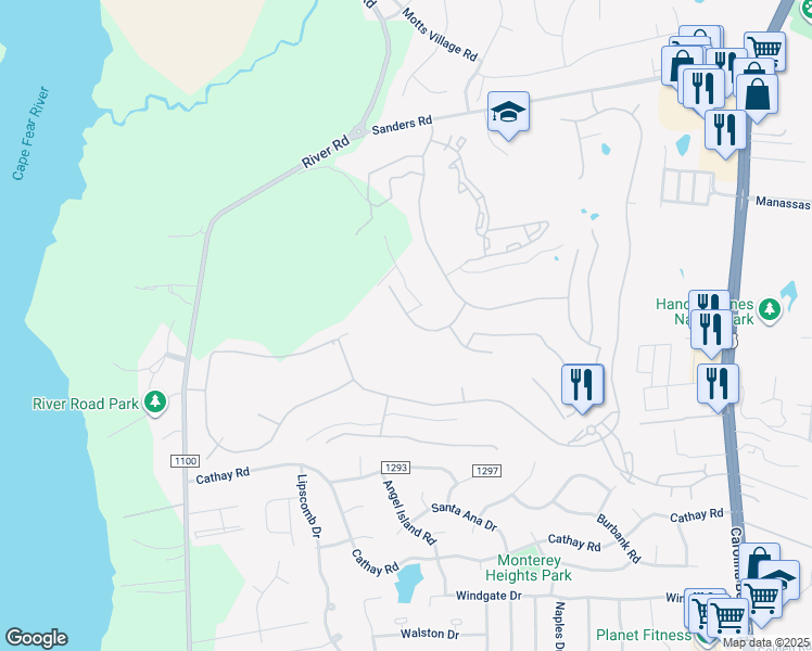 map of restaurants, bars, coffee shops, grocery stores, and more near 432 Island End Court in Wilmington