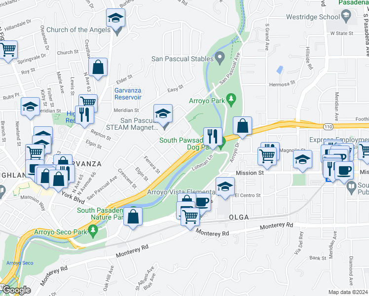 map of restaurants, bars, coffee shops, grocery stores, and more near 817 Bridewell Street in Los Angeles