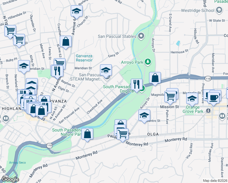map of restaurants, bars, coffee shops, grocery stores, and more near 726 Chestnut Avenue in Los Angeles