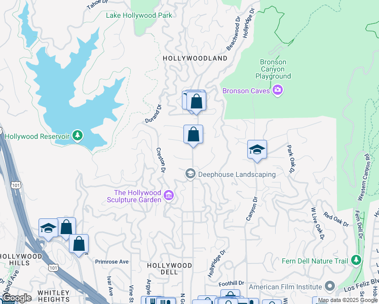 map of restaurants, bars, coffee shops, grocery stores, and more near in Los Angeles