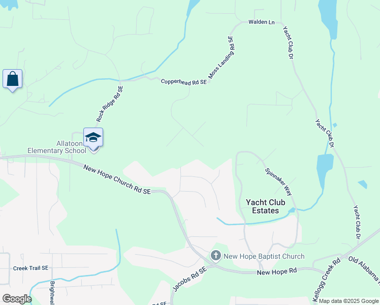map of restaurants, bars, coffee shops, grocery stores, and more near 22 Allatoona Estates Drive in Acworth