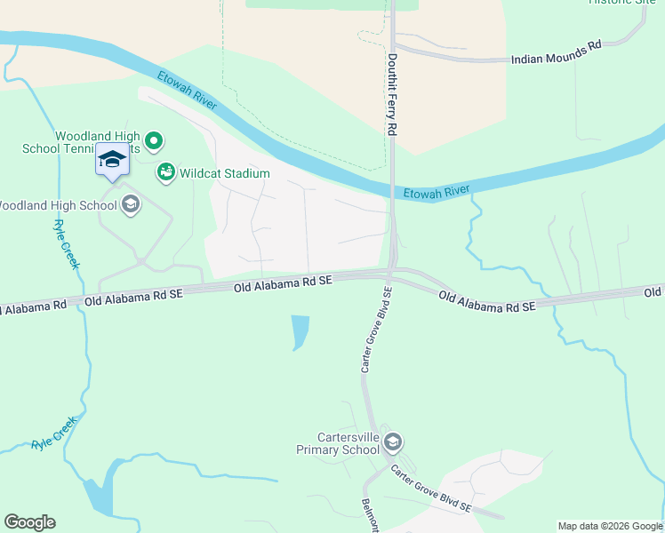 map of restaurants, bars, coffee shops, grocery stores, and more near 690 Old Alabama Road Southeast in Cartersville
