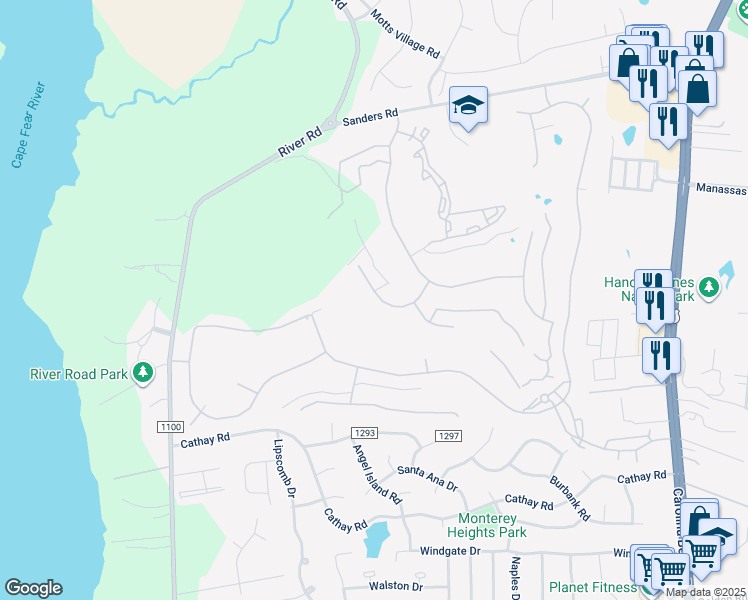 map of restaurants, bars, coffee shops, grocery stores, and more near 432 Island End Court in Wilmington