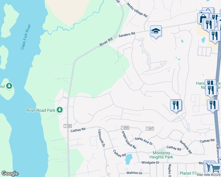 map of restaurants, bars, coffee shops, grocery stores, and more near 245 Wetland Drive in Wilmington