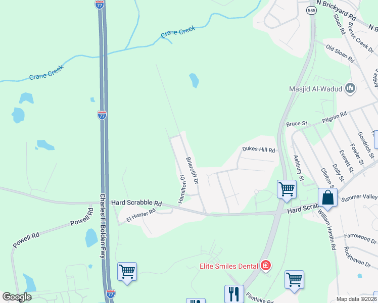 map of restaurants, bars, coffee shops, grocery stores, and more near 316 Briercliff Drive in Columbia