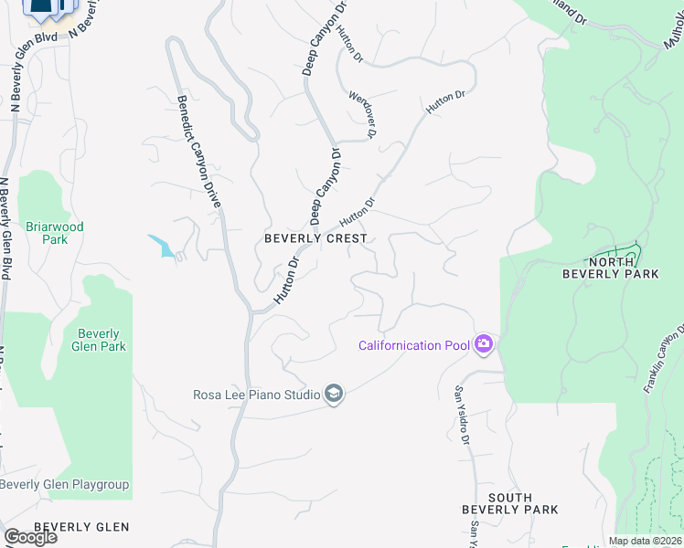 map of restaurants, bars, coffee shops, grocery stores, and more near 9716 Oak Pass Road in Beverly Hills