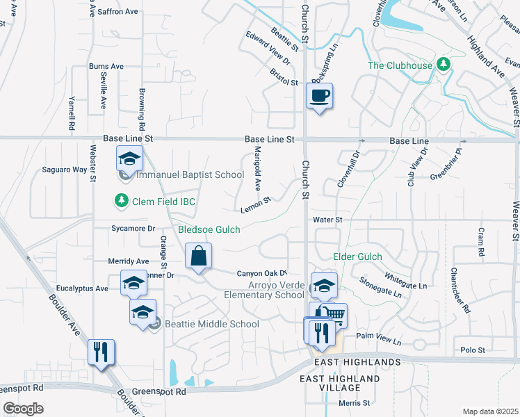 map of restaurants, bars, coffee shops, grocery stores, and more near 28755 Lemon Street in Highland