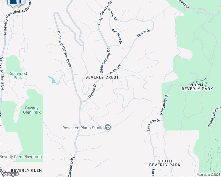 map of restaurants, bars, coffee shops, grocery stores, and more near 9716 Oak Pass Road in Beverly Hills