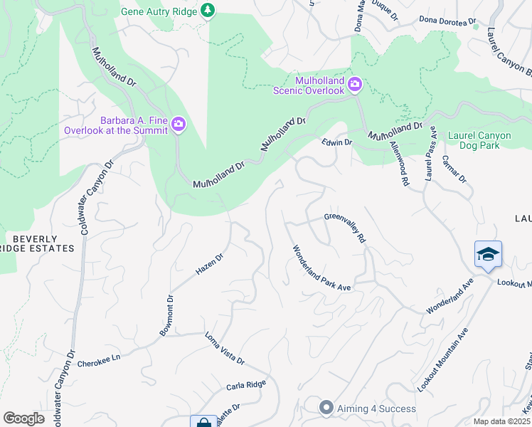 map of restaurants, bars, coffee shops, grocery stores, and more near 2500 Briarcrest Road in Beverly Hills