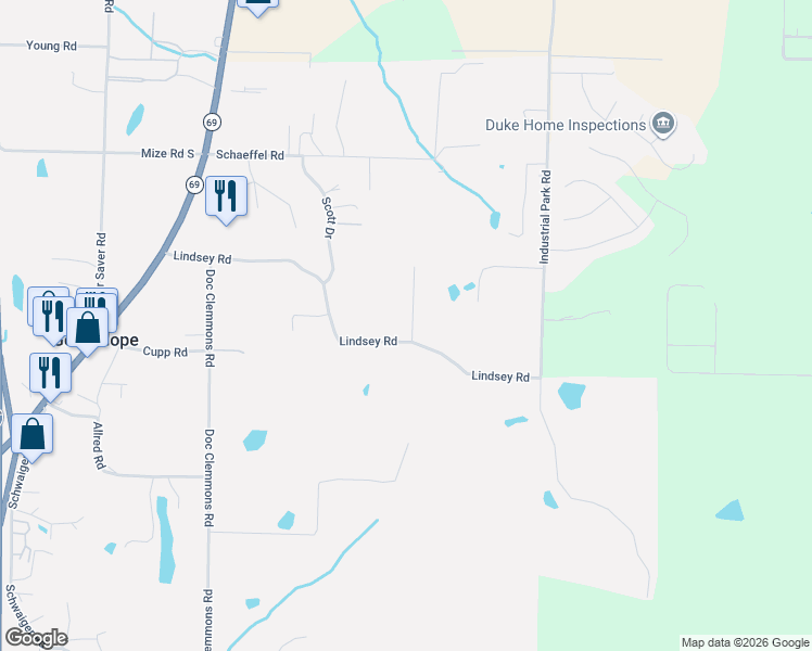 map of restaurants, bars, coffee shops, grocery stores, and more near 49 Buettner Drive in Good Hope
