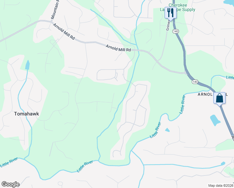 map of restaurants, bars, coffee shops, grocery stores, and more near 403 Hardman Court in Woodstock