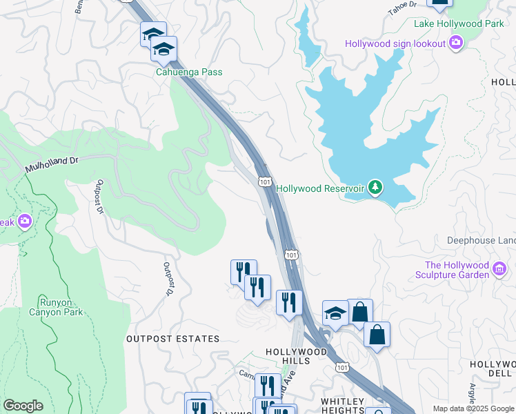 map of restaurants, bars, coffee shops, grocery stores, and more near in Los Angeles