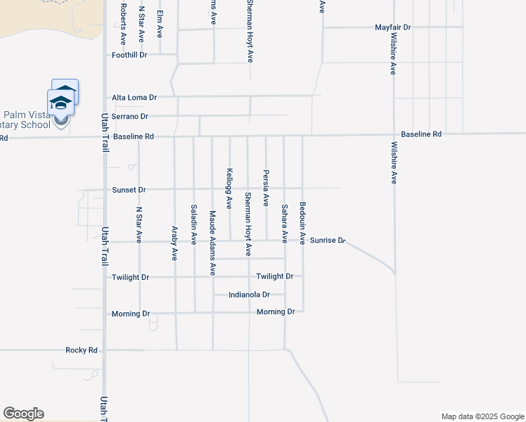 map of restaurants, bars, coffee shops, grocery stores, and more near 7504 Persia Avenue in Twentynine Palms