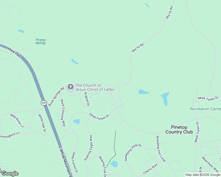 map of restaurants, bars, coffee shops, grocery stores, and more near 2553 Mustang Circle in Pinetop Country Club