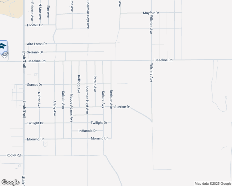map of restaurants, bars, coffee shops, grocery stores, and more near 7505 Bedouin Avenue in Twentynine Palms