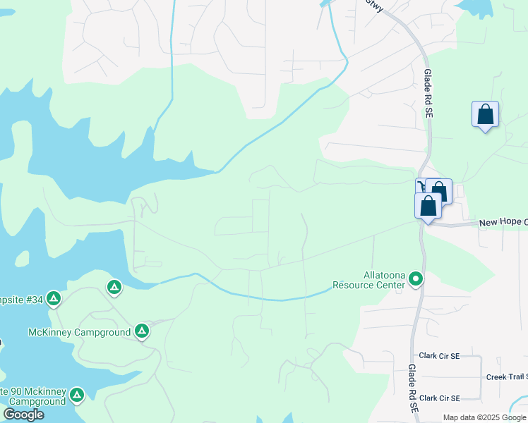 map of restaurants, bars, coffee shops, grocery stores, and more near 135 Kingsley Way in Bartow County