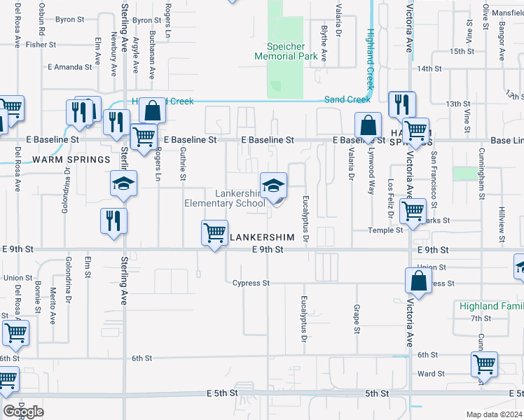 map of restaurants, bars, coffee shops, grocery stores, and more near in Highland
