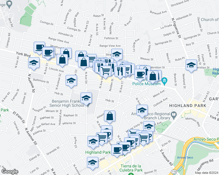 map of restaurants, bars, coffee shops, grocery stores, and more near 715 Nolden Street in Los Angeles