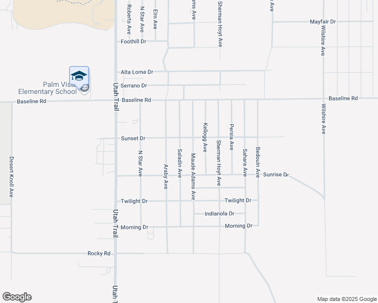 map of restaurants, bars, coffee shops, grocery stores, and more near 7504 Maude Adams Avenue in Twentynine Palms