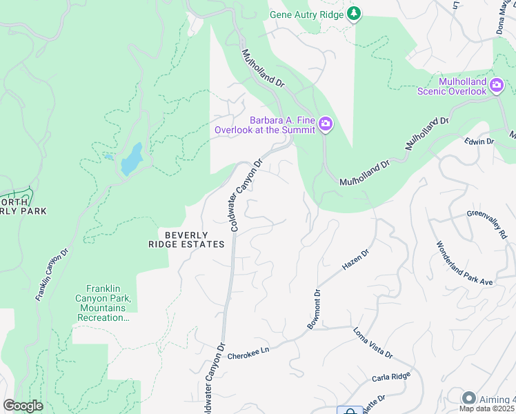 map of restaurants, bars, coffee shops, grocery stores, and more near 9501 Gloaming Drive in Beverly Hills