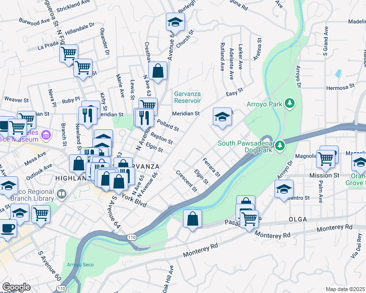map of restaurants, bars, coffee shops, grocery stores, and more near 514 North Avenue 66 in Los Angeles
