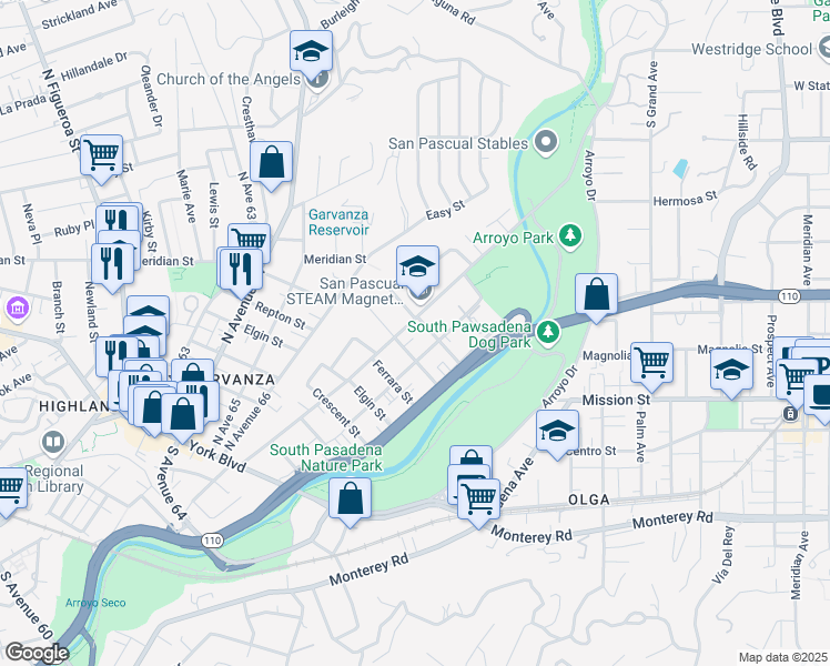 map of restaurants, bars, coffee shops, grocery stores, and more near 720 San Pascual Avenue in Los Angeles