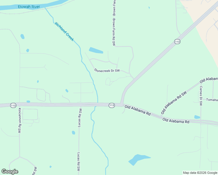 map of restaurants, bars, coffee shops, grocery stores, and more near Brown Farm Road in Cartersville