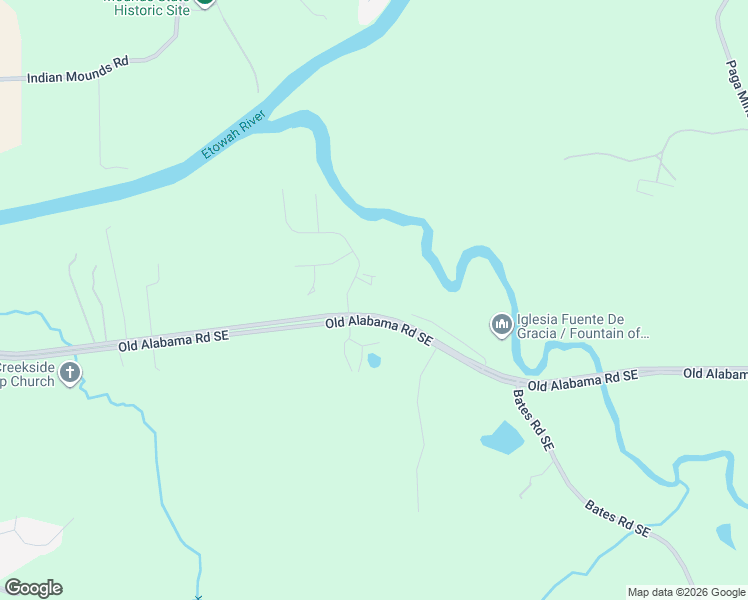 map of restaurants, bars, coffee shops, grocery stores, and more near 3 Settlers Cove in Cartersville