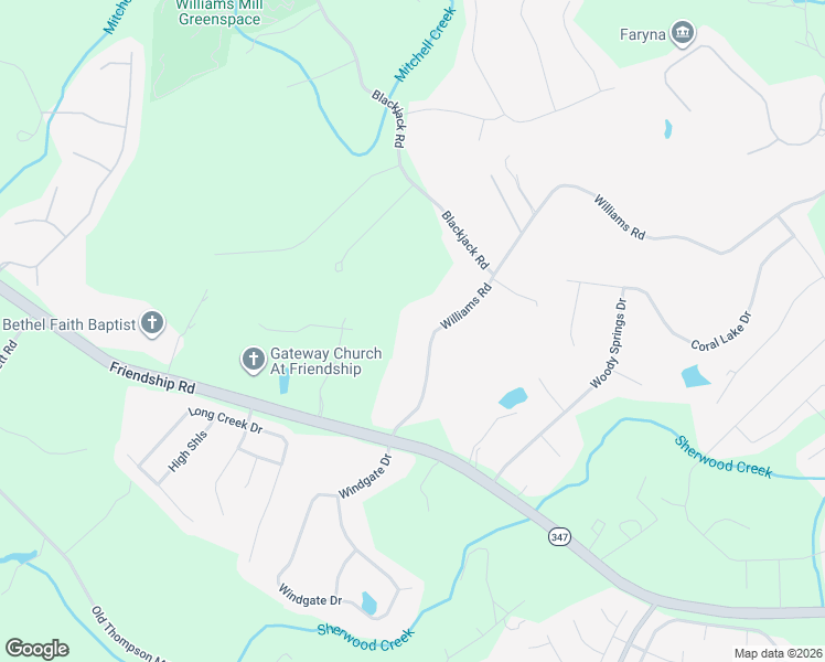 map of restaurants, bars, coffee shops, grocery stores, and more near 7464 Williams Road in Flowery Branch