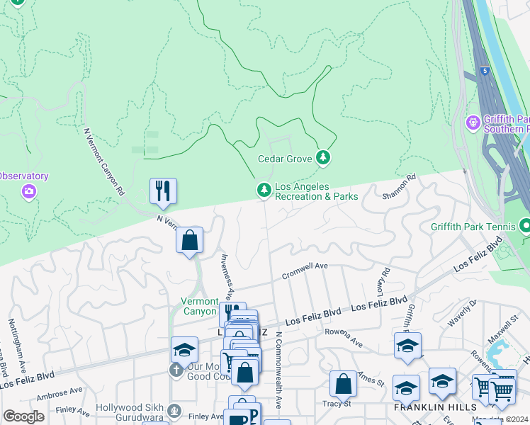 map of restaurants, bars, coffee shops, grocery stores, and more near 4239 Dundee Drive in Los Angeles