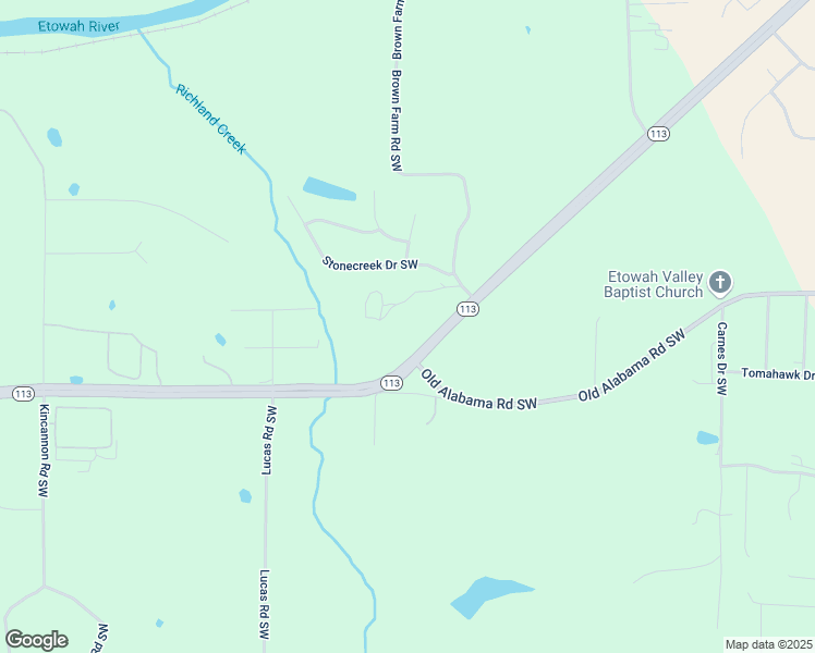 map of restaurants, bars, coffee shops, grocery stores, and more near 700 Brown Farm Road Southwest in Cartersville