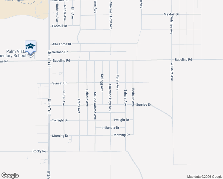 map of restaurants, bars, coffee shops, grocery stores, and more near 7491 Sherman Hoyt Avenue in Twentynine Palms