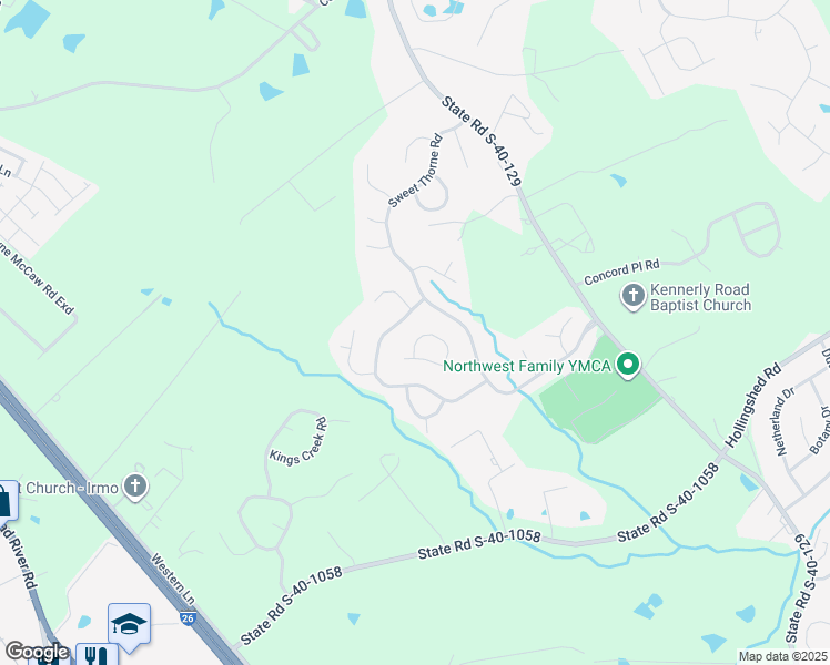 map of restaurants, bars, coffee shops, grocery stores, and more near 22 Elcock Circle in Irmo