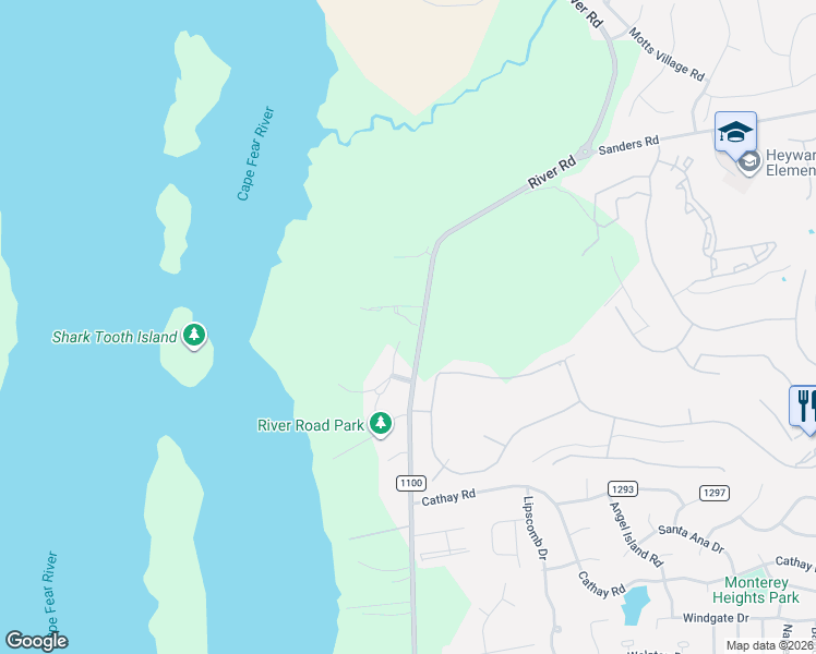 map of restaurants, bars, coffee shops, grocery stores, and more near 6546-6568 River Rd in Wilmington