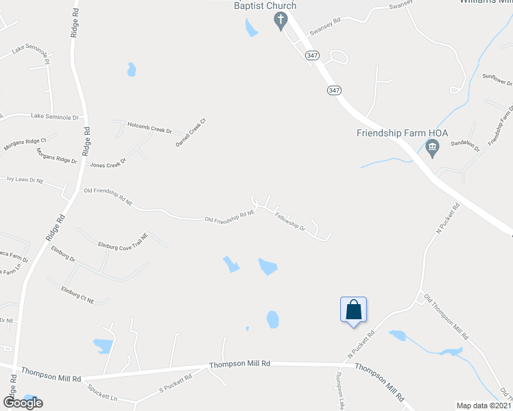 map of restaurants, bars, coffee shops, grocery stores, and more near 4007 Fellowship Drive in Buford