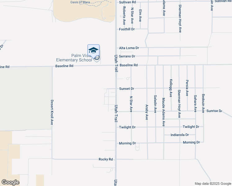 map of restaurants, bars, coffee shops, grocery stores, and more near 7513 Utah Trail in Twentynine Palms