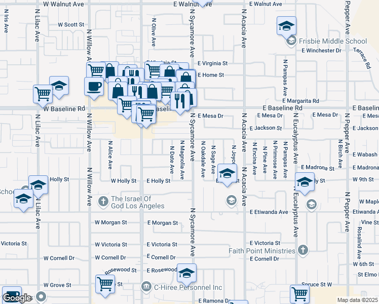 map of restaurants, bars, coffee shops, grocery stores, and more near 1032 North Sycamore Avenue in Los Angeles