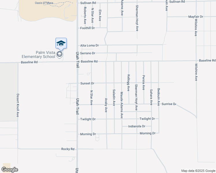 map of restaurants, bars, coffee shops, grocery stores, and more near 7459 Araby Avenue in Twentynine Palms