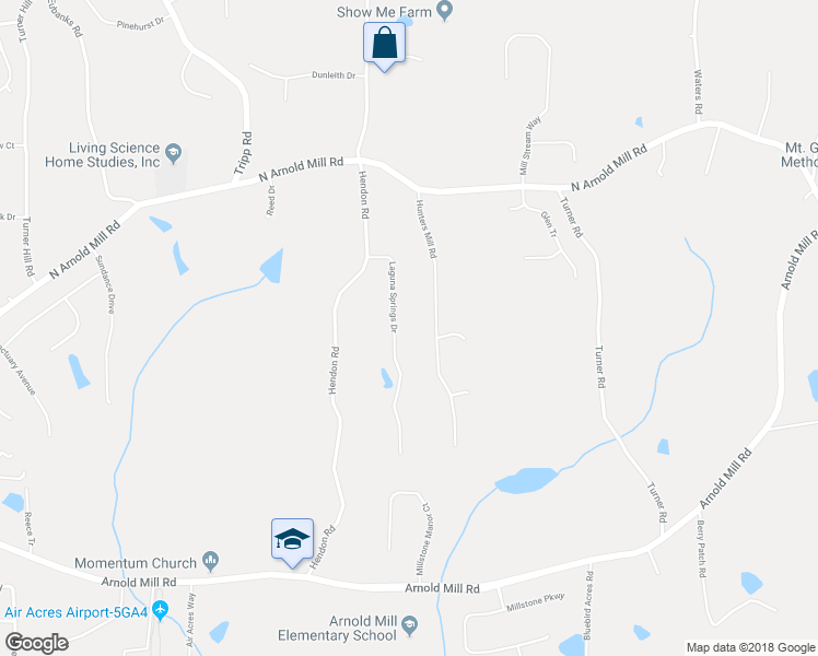 map of restaurants, bars, coffee shops, grocery stores, and more near 117 Laguna Springs Drive in Woodstock