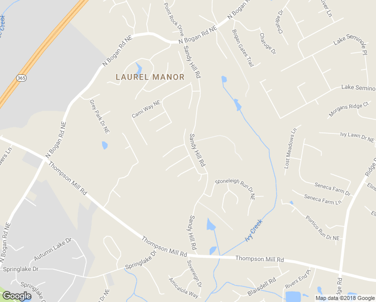 map of restaurants, bars, coffee shops, grocery stores, and more near 4061 Copper Creek Way Northeast in Buford