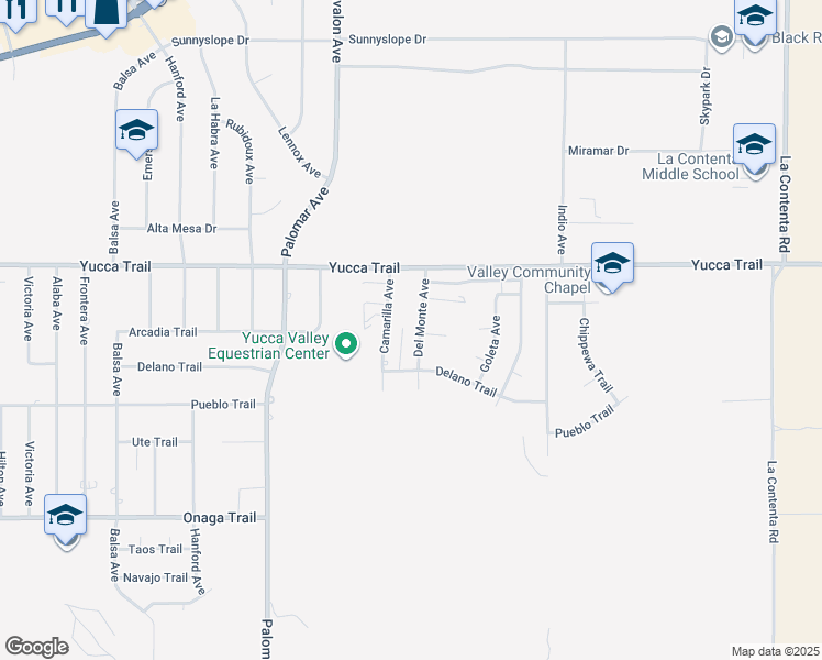 map of restaurants, bars, coffee shops, grocery stores, and more near 7412 Del Monte Avenue in Yucca Valley