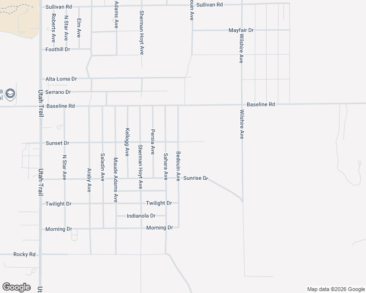 map of restaurants, bars, coffee shops, grocery stores, and more near 75086 Sunset Drive in Twentynine Palms