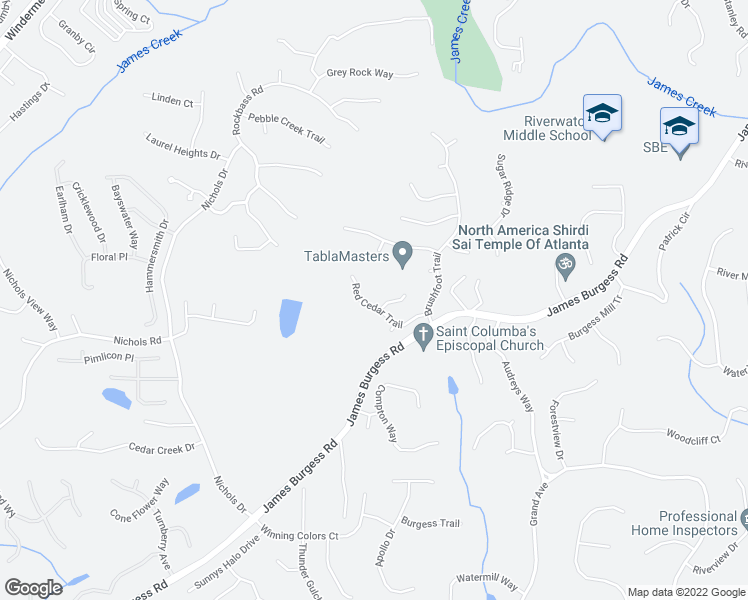 map of restaurants, bars, coffee shops, grocery stores, and more near 1220 Red Cedar Trail in Suwanee