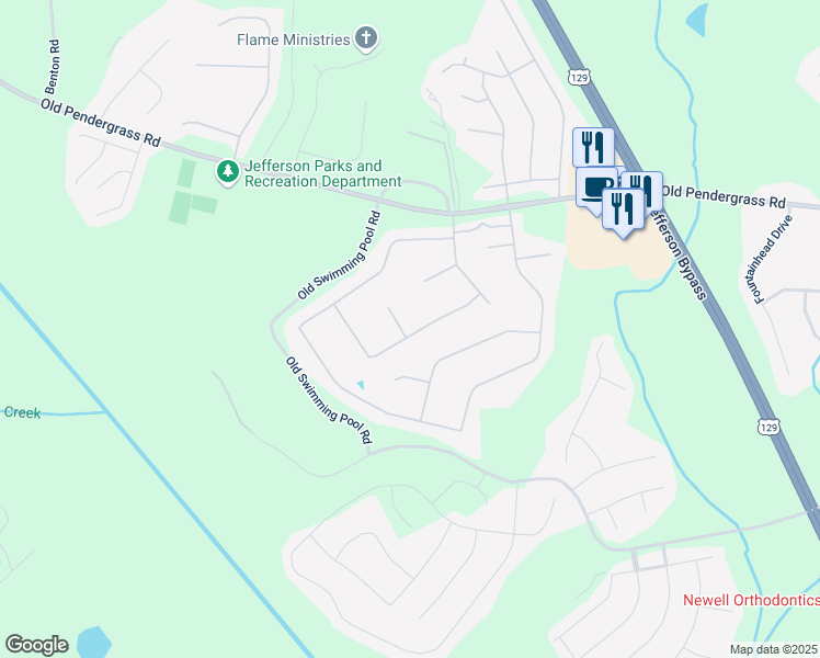map of restaurants, bars, coffee shops, grocery stores, and more near 180 Laurel Oaks Lane in Jefferson