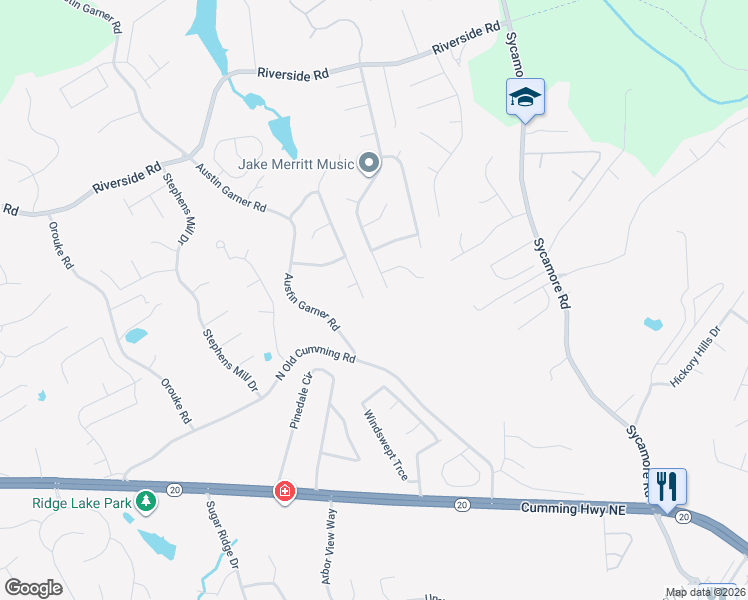 map of restaurants, bars, coffee shops, grocery stores, and more near 5515 Sugar Crossing Drive in Sugar Hill