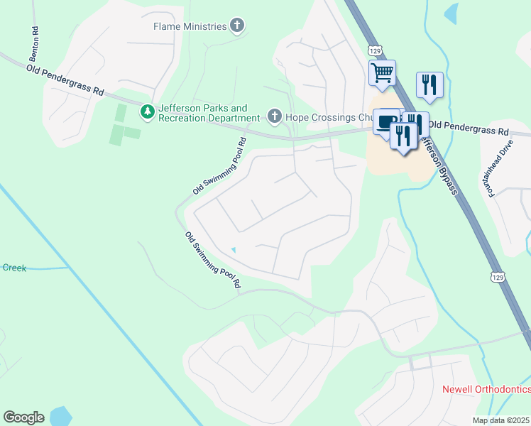 map of restaurants, bars, coffee shops, grocery stores, and more near 180 Laurel Oaks Lane in Jefferson