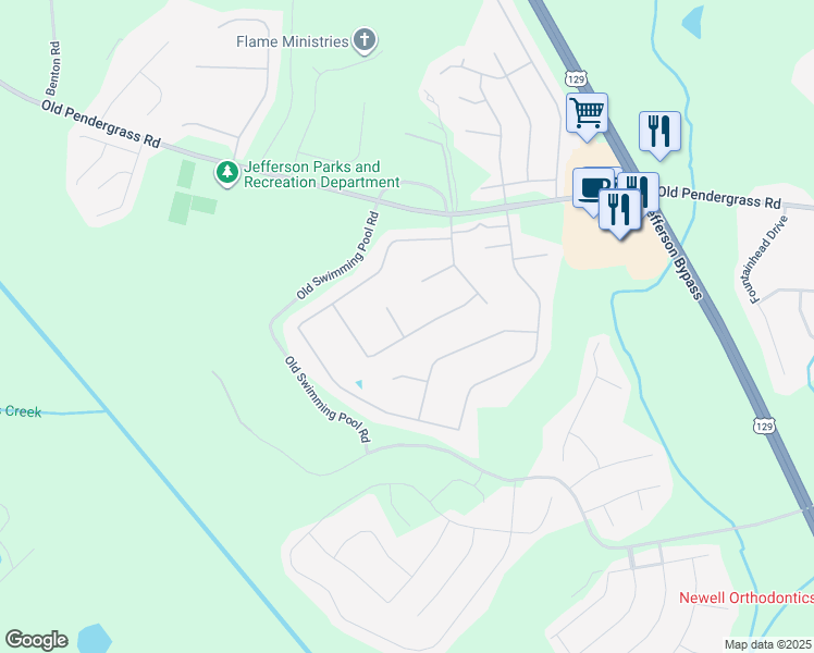 map of restaurants, bars, coffee shops, grocery stores, and more near 38 Wisteria Place in Jefferson