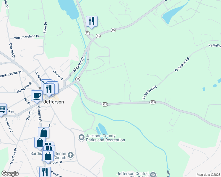 map of restaurants, bars, coffee shops, grocery stores, and more near 353 Danielsville Street in Jefferson