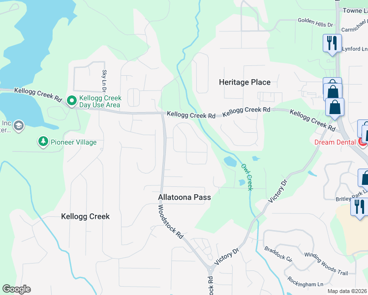 map of restaurants, bars, coffee shops, grocery stores, and more near 314 Parc Crossing in Acworth